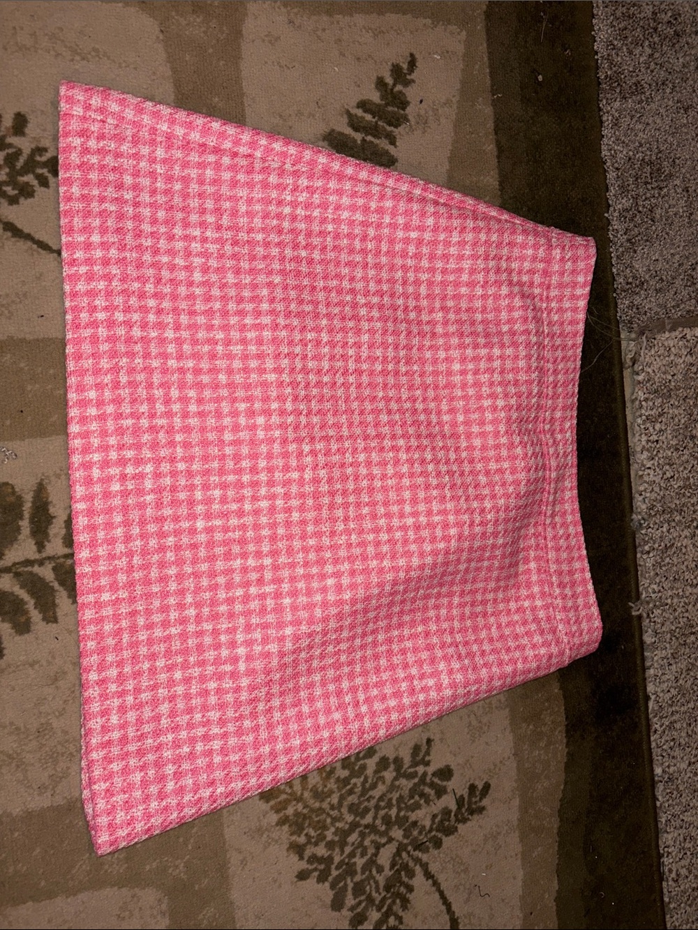 J. Crew Pink Houndstooth A-Line Mini Skirt